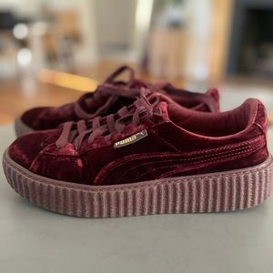 Puma w/Rihanna Fenty Creepers Royal Velvet Lace Up Burgundy Women Size 7.5